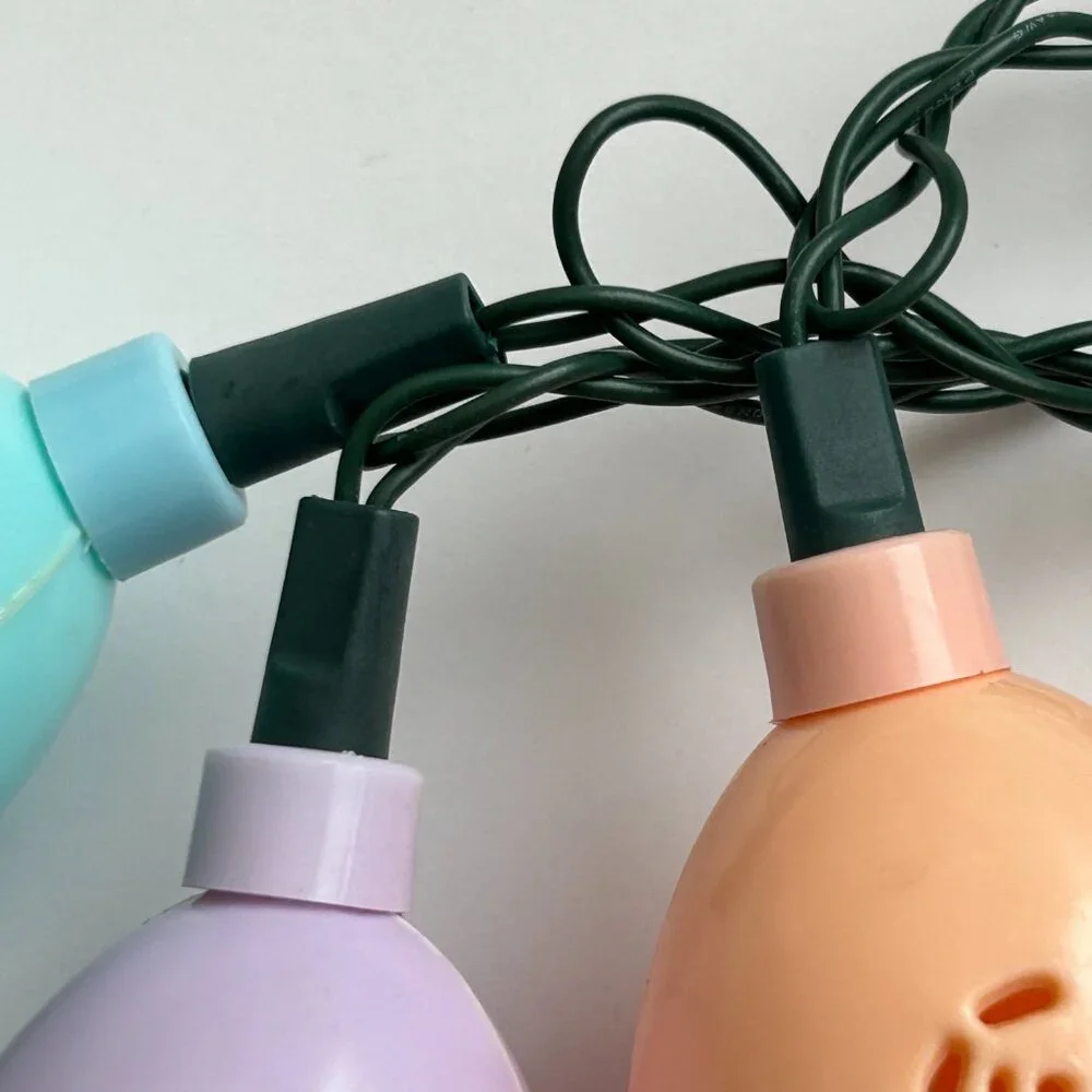 Happy Easter Blow Mold 10 Egg String Light Set Chick Duck Cutout Plastic Vintage